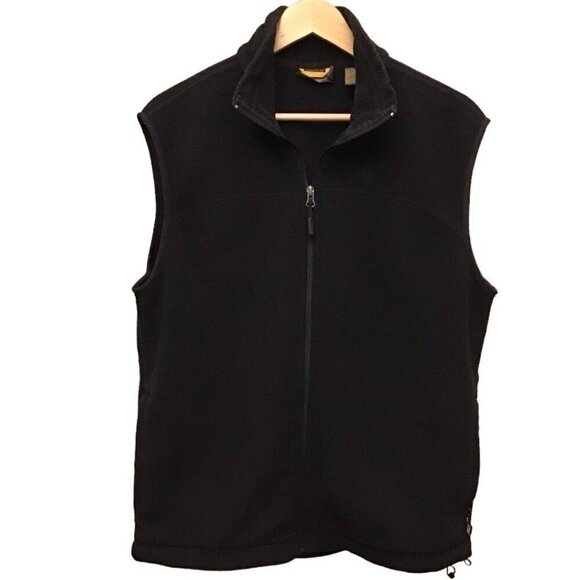 Timberland Large Polartec Men’s Fleece Vest Full Zip Pockets Black - Picture 1 of 10